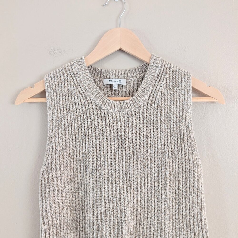 Madewell Sleeveless Sweater Oatmeal Chunky Preppy Modern Minimalist Womens S - Picture 4 of 12